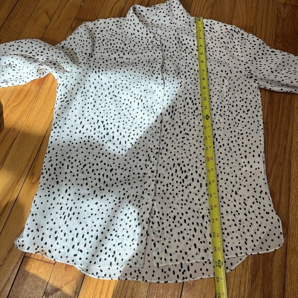 A.L.C.‎ White Dalmation Polka Dot Print Silk Blouse Size 2 - Picture 7 of 8